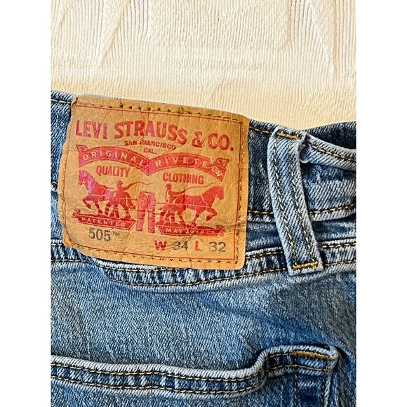 Levi's 505 Regular Straight Leg Jeans Mens 34x32 - Picture 3 of 3